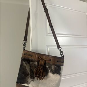 STS Ranchwear Brown and White Hair-On Hide Shoulder Bag